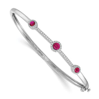 Thumbnail for 14k White Gold Diamond and Cabochon Bangle