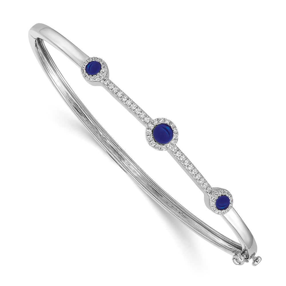 14k White Gold Diamond and Cabochon Bangle