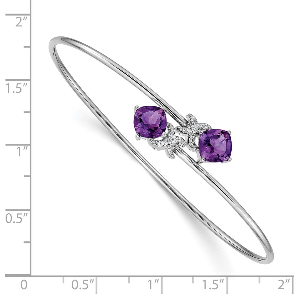 14k White Gold .03ct Diamond Flexible Bangle
