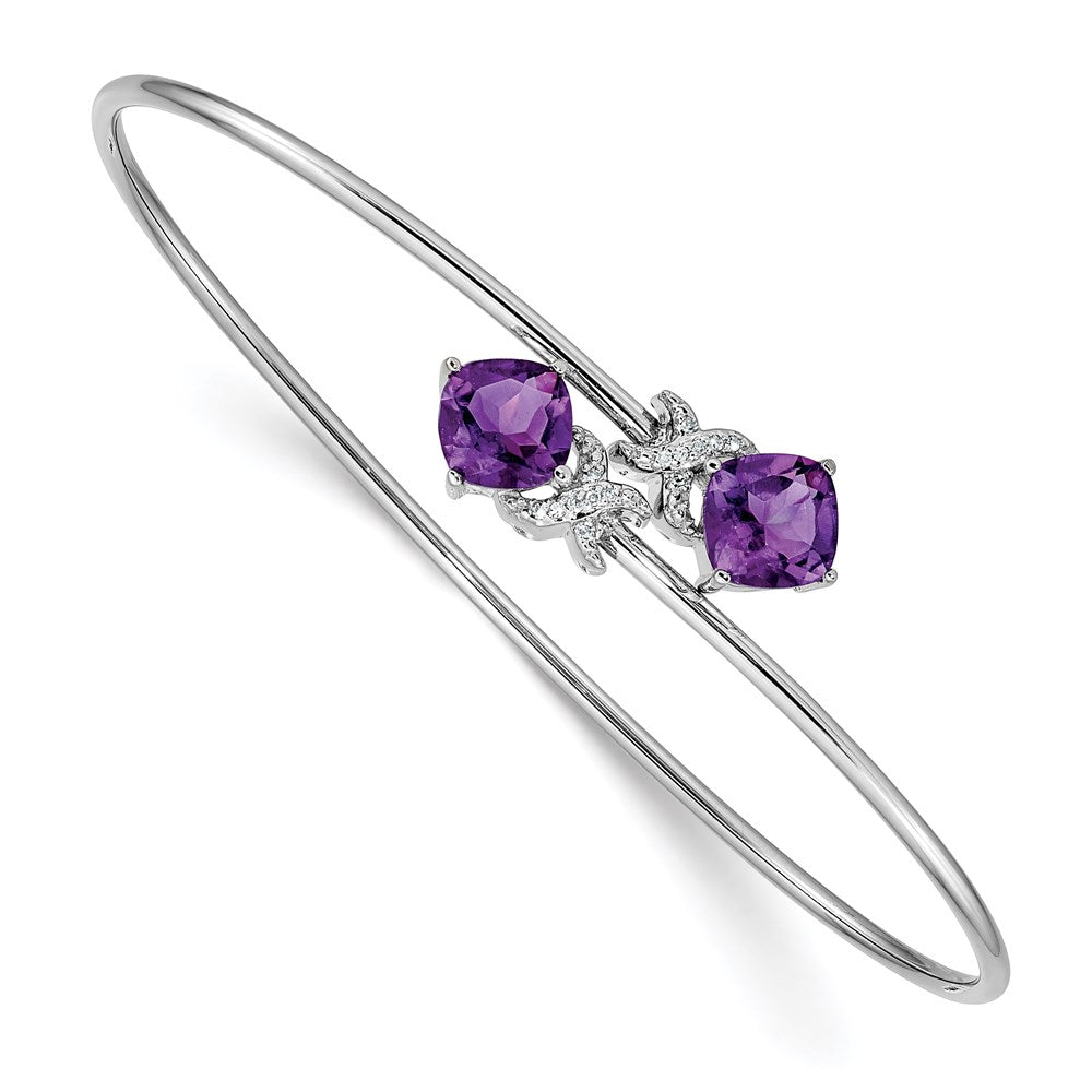 14k White Gold .03ct Diamond Flexible Bangle
