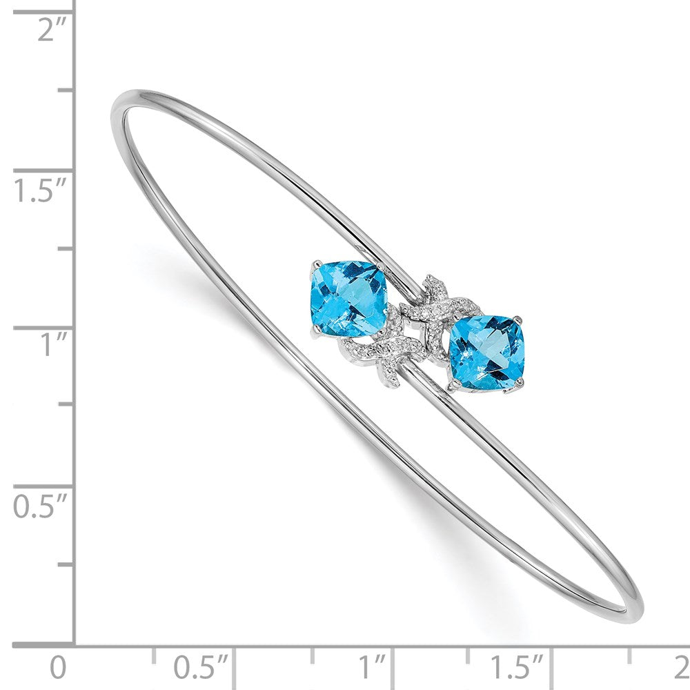 14k White Gold .03ct Diamond Flexible Bangle