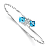 Thumbnail for 14k White Gold .03ct Diamond Flexible Bangle