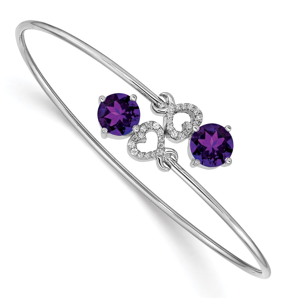14k White Gold Diamond Flexible Bangle