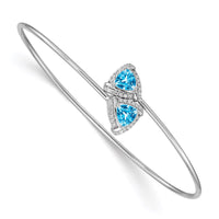 Thumbnail for 14k White Gold Amethyst and Diamond Flexible Bangle