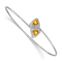 Thumbnail for 14k White Gold Amethyst and Diamond Flexible Bangle