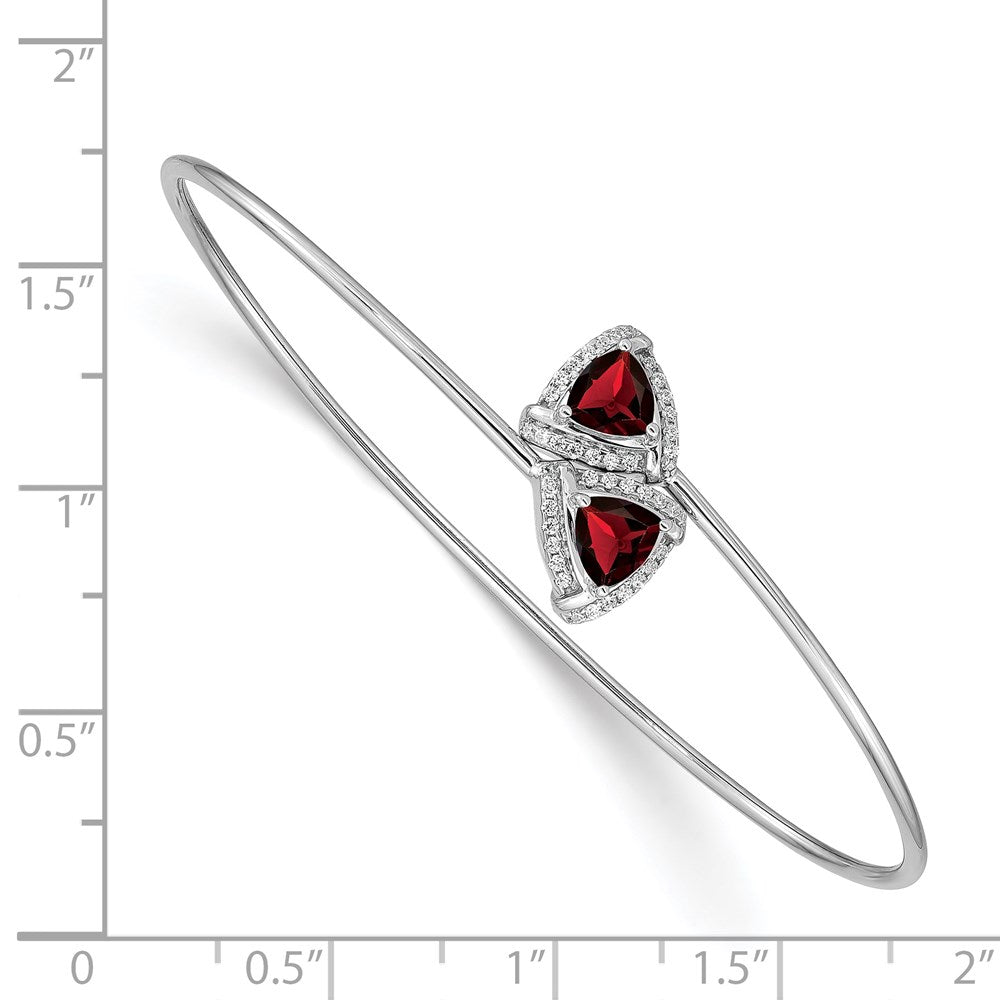 14k White Gold Amethyst and Diamond Flexible Bangle