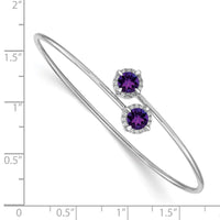 Thumbnail for 14k White Gold Amethyst and Diamond Flexible Bangle
