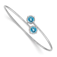 Thumbnail for 14k White Gold Amethyst and Diamond Flexible Bangle