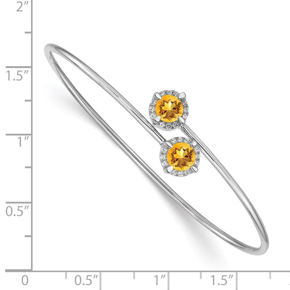 14k White Gold Amethyst and Diamond Flexible Bangle