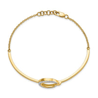 Thumbnail for 14k Polished Moon and Star Diamond 7in w/.5in ext Bracelet