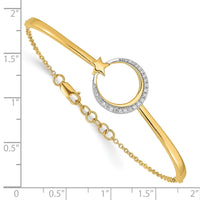 Thumbnail for 14k Polished Moon and Star Diamond 7in w/.5in ext Bracelet