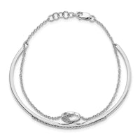 Thumbnail for 14k White Gold Polished Teardrop Bar Diamond 7in Bracelet