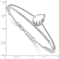 Thumbnail for 14k White Gold Polished Teardrop Bar Diamond 7in Bracelet
