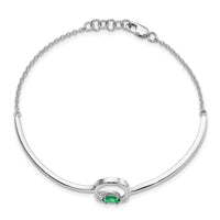 Thumbnail for 14k White Gold Emerald/Diamond Circles 7in w/.5in ext Bracelet