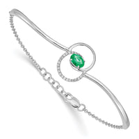 Thumbnail for 14k White Gold Emerald/Diamond Circles 7in w/.5in ext Bracelet