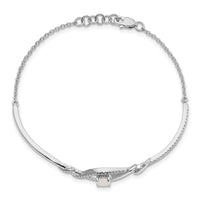 Thumbnail for 14k White Gold Opal ByPass 7in w/.5in ext Bar Bracelet