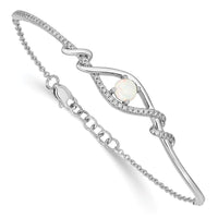 Thumbnail for 14k White Gold Opal ByPass 7in w/.5in ext Bar Bracelet