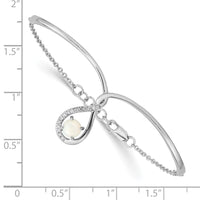 Thumbnail for 14k White Gold Fancy Opal Drop 7in w/.5in ext Bar Bracelet