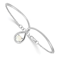 Thumbnail for 14k White Gold Fancy Opal Drop 7in w/.5in ext Bar Bracelet
