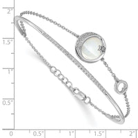 Thumbnail for 14k White Gold Dia. & Moonstone Moon & Star 7in w/.5in ext Bracelet