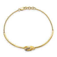 Thumbnail for 14k Diamond and Sapphire Moon and Star 7in w/.5in ext Bar Bracelet