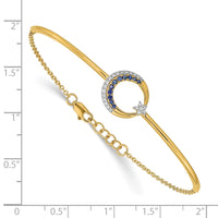 Thumbnail for 14k Diamond and Sapphire Moon and Star 7in w/.5in ext Bar Bracelet