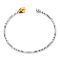 Thumbnail for 14k Two-tone Moon w/Star Diamond Cuff Bangle