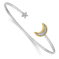 Thumbnail for 14k Two-tone Moon w/Star Diamond Cuff Bangle