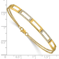Thumbnail for 14k Polished Rectangle Link Diamond Double Strand 7in Bracelet