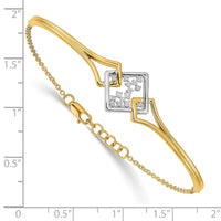 Thumbnail for 14k Two-tone Fancy Square Diamond Bar 7in w/.5in ext Bracelet