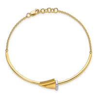 Thumbnail for 14k Satin/Polish Diamond Double Triangle Bar 7in w/.5in ext Bracelet