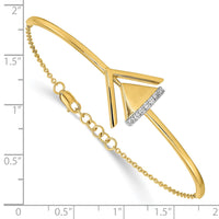 Thumbnail for 14k Satin/Polish Diamond Double Triangle Bar 7in w/.5in ext Bracelet