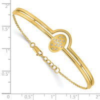 Thumbnail for 14k Satin and Polished Diamond Oval w/Bar 7in w/.5in ext Bracelet