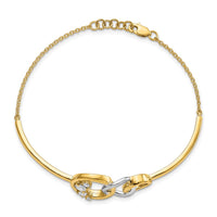 Thumbnail for 14k Two-tone Polished Diamond Trple Circle Bar 7in w/.5 ext Bracelet