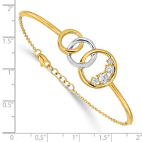 Thumbnail for 14k Two-tone Polished Diamond Trple Circle Bar 7in w/.5 ext Bracelet