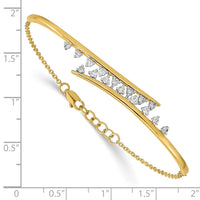Thumbnail for 14k Polished Diamond Rows Center Bar 7in w/.5 ext Bracelet