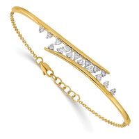 Thumbnail for 14k Polished Diamond Rows Center Bar 7in w/.5 ext Bracelet