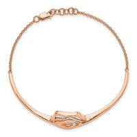 Thumbnail for 14k Rose Gold Polish Diamond Fancy Swirl Bar 7in w/.5 ext Bracelet