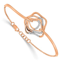 Thumbnail for 14k Rose Gold Polish Diamond Fancy Swirl Bar 7in w/.5 ext Bracelet