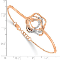 Thumbnail for 14k Rose Gold Polish Diamond Fancy Swirl Bar 7in w/.5 ext Bracelet