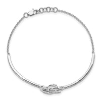 Thumbnail for 14k White Gold Polished Diamond Flower Bar 7in w/.5 ext Bracelet