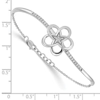 Thumbnail for 14k White Gold Polished Diamond Flower Bar 7in w/.5 ext Bracelet