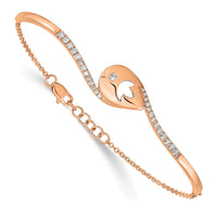 Thumbnail for 14k Rose Gold PDiamond Teardrop Flower Bar 7in w/.5 ext Bracelet