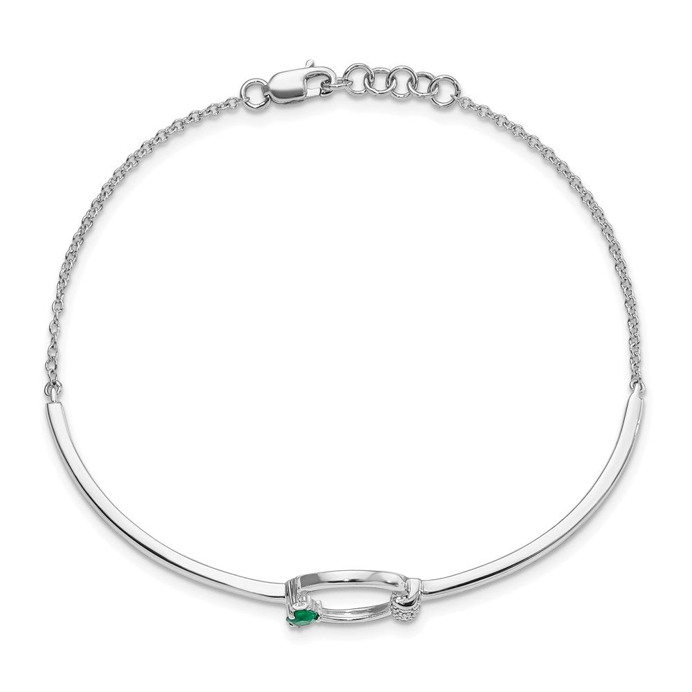 14k White Gold Diamond and Circle 7in w/.5in ext Bracelet