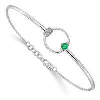 Thumbnail for 14k White Gold Diamond and Circle 7in w/.5in ext Bracelet