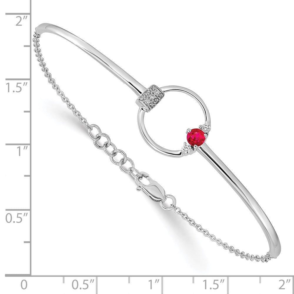 14k White Gold Diamond and Circle 7in w/.5in ext Bracelet