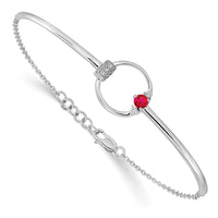 Thumbnail for 14k White Gold Diamond and Circle 7in w/.5in ext Bracelet