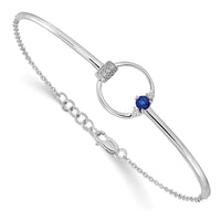 Thumbnail for 14k White Gold Diamond and Circle 7in w/.5in ext Bracelet