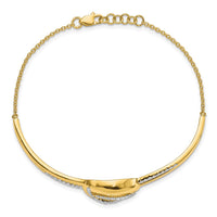 Thumbnail for 14k Polished Diamond Oval Bar 7in w/.5in ext Bracelet