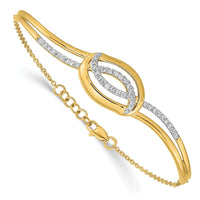 Thumbnail for 14k Polished Diamond Oval Bar 7in w/.5in ext Bracelet